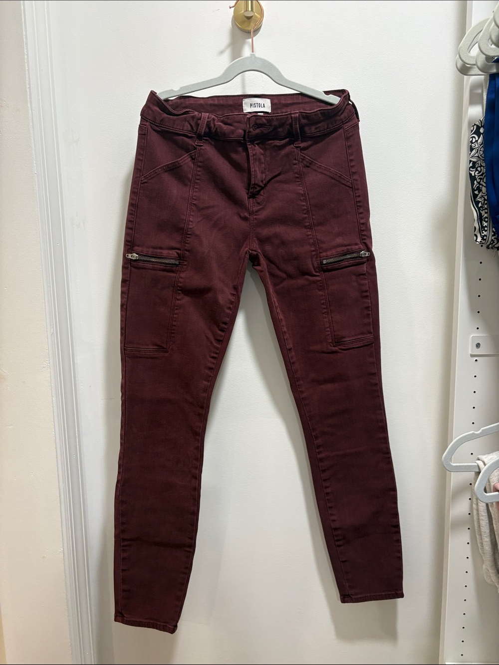 pistola Women's Burgundy Skinny Cargo Pants
